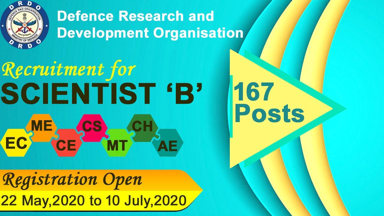 DRDO Recruitment 2020| Scientist B Recruitment| DRDO Scientist B vacancies | 167 Post | 80000 Salary