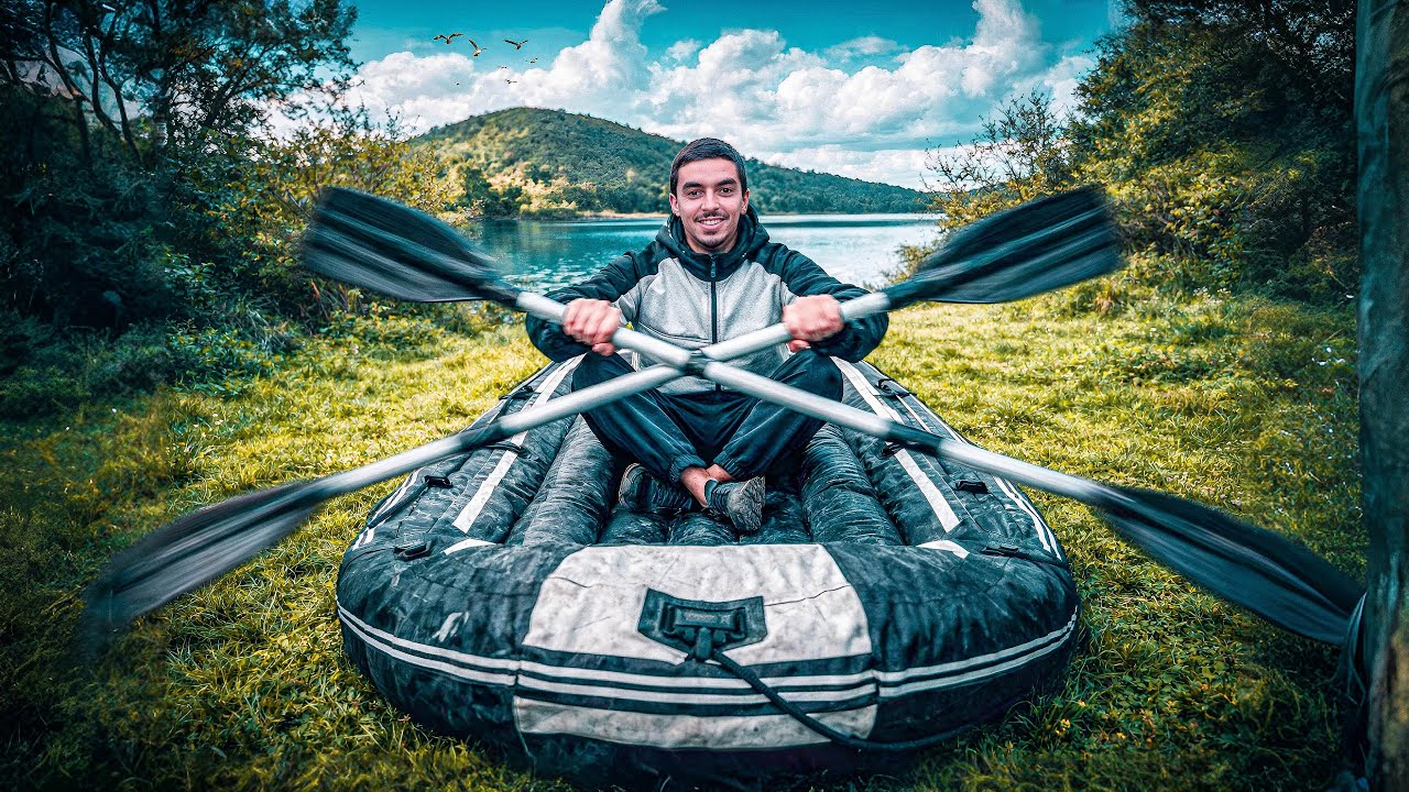 تجربت قارب🛶 مطاطي وتحدي الصيد..، بتقنيات تقليدية فأكبر بحيرة واستهداف سمك 
