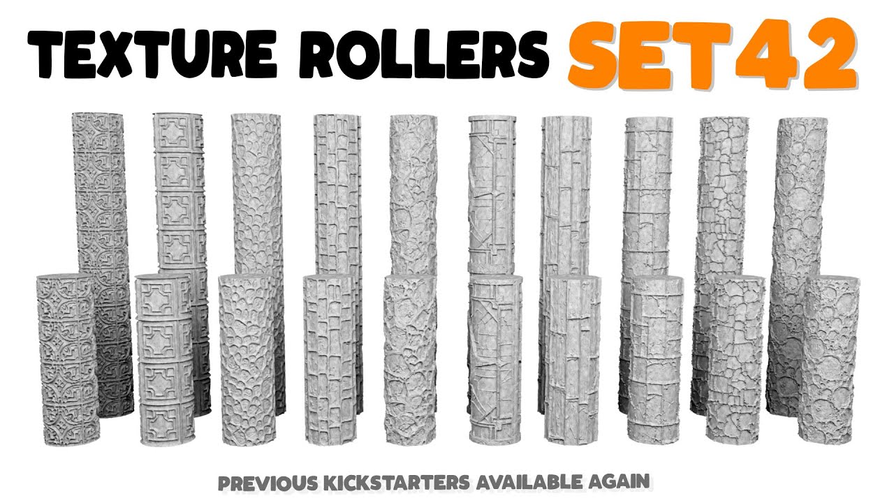 Texture Rollers Set 42 - STL files for 3D Printing