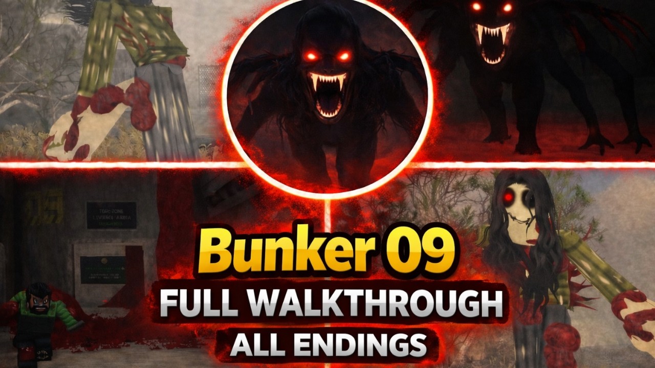 Bunker 09 &ndash; Full Walkthrough (All Endings & Monsters) | Roblox Horror