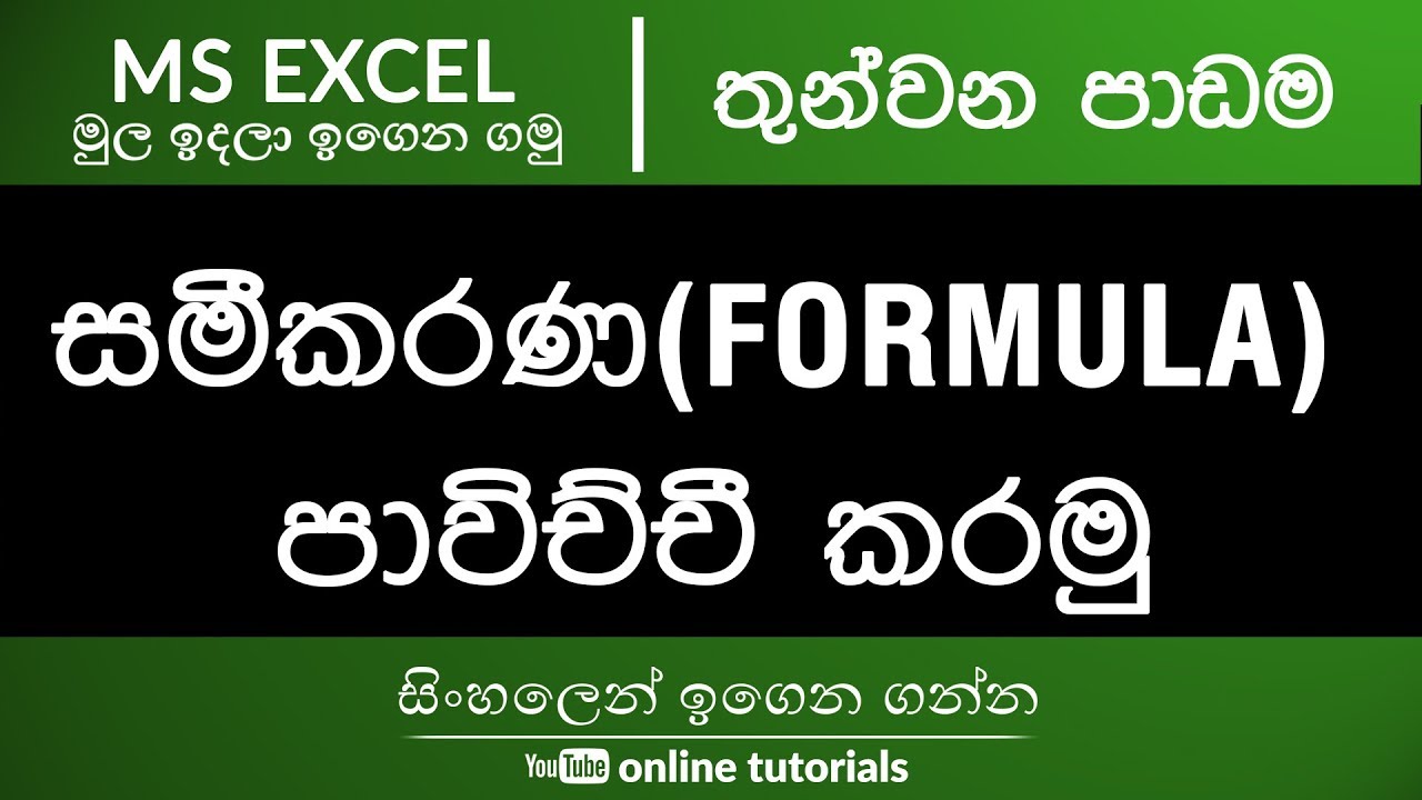 Microsoft Excel Beginner Course (Sinhala) Part 03 - Starting with Formulas