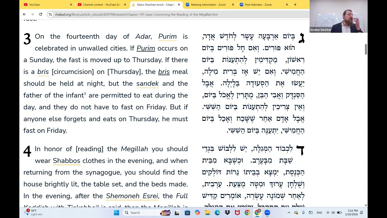 Laws of Purim Class 3 Kitzur siman 141