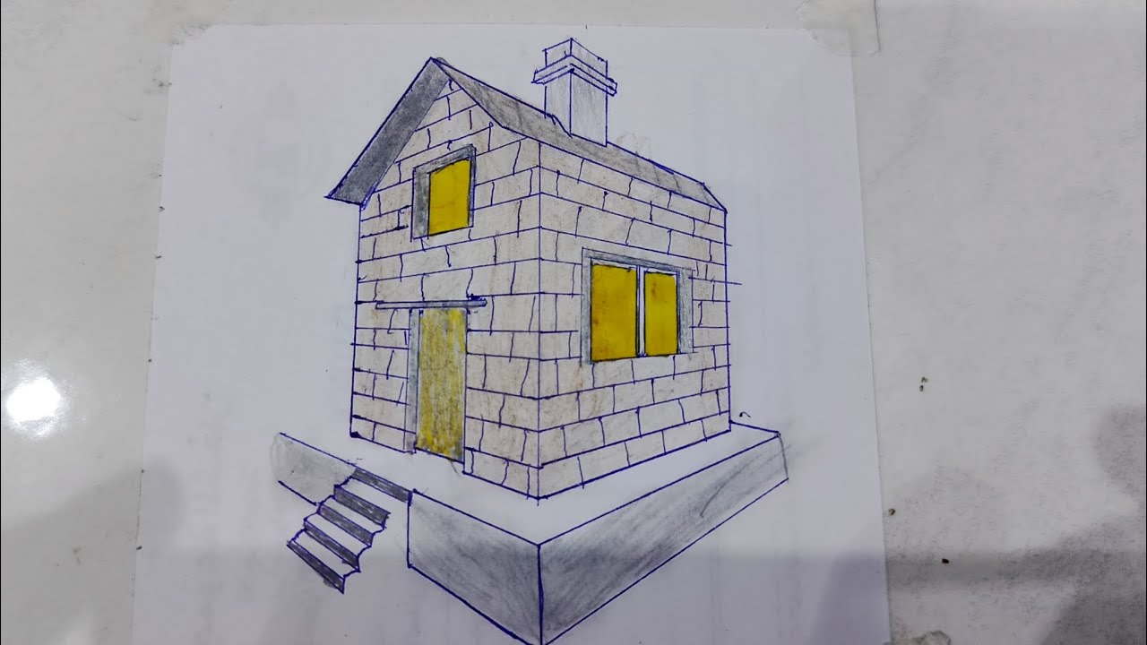 How to easy house drawing pencil sketch step by step drow... 