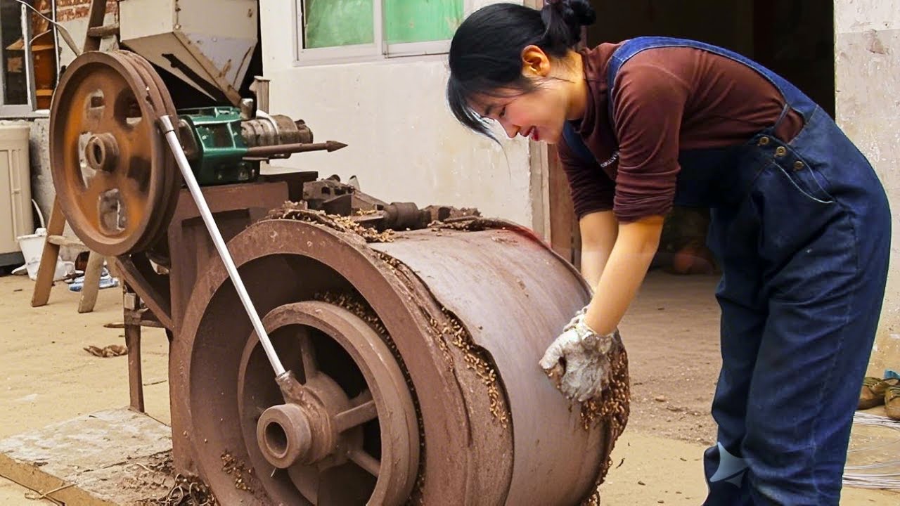 💡天才少女自制收稻谷机器，打谷子非常方便，比卖的机器好用多了！The genius girl made a rice harvesting machine｜林果儿