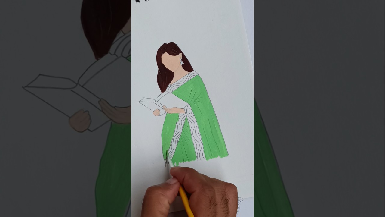 Lost in Pages.... 📖 #art #shorts #drawing #girl #beauty #books