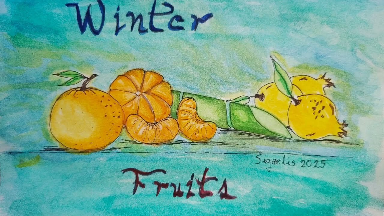 Drawing Winter Fruits - Traditional Drawing Process | Pencil, Ink.