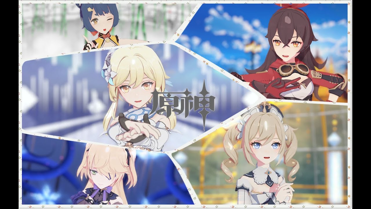 【Genshin Impact MMD/4K/60FPS】Lumine & Barbara & Amber & Fischl & Xiangling【Cute Medley Idol Sounds】