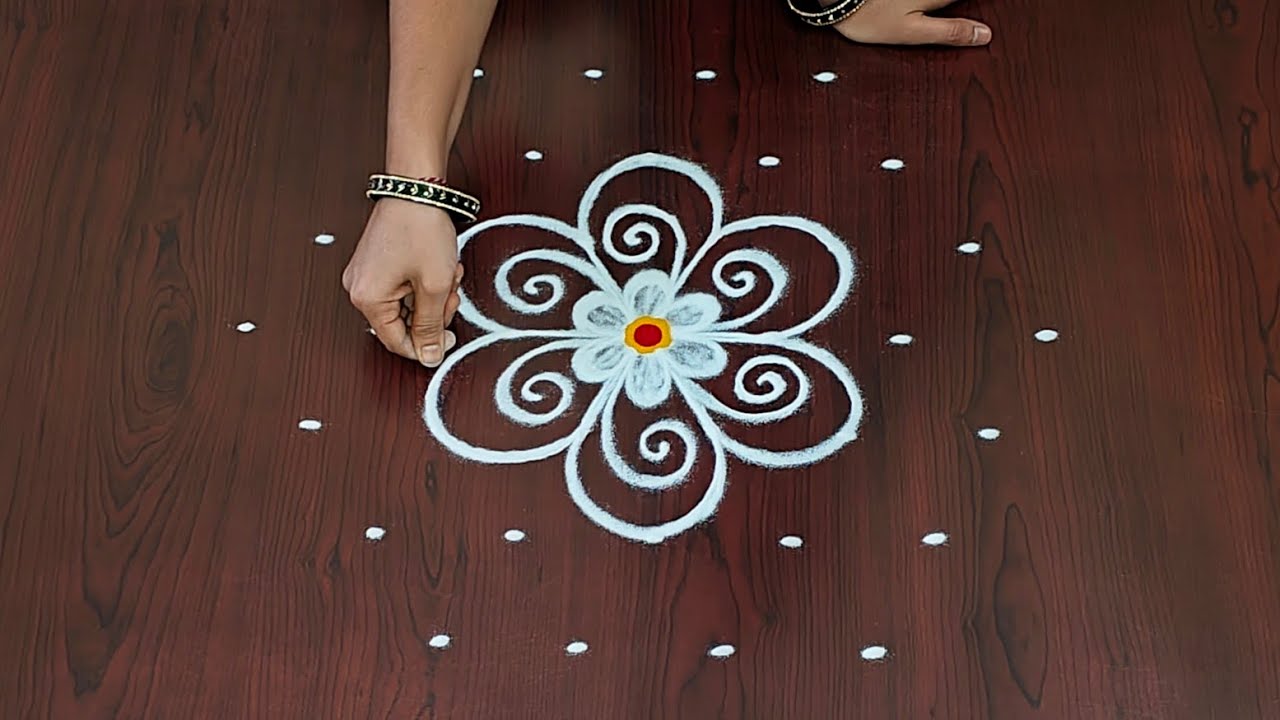 7×4dots easy rangoli|daily muggulu|thipkyanchi,festival rangoli|traditional rangoli#Rang kaa Rangoli