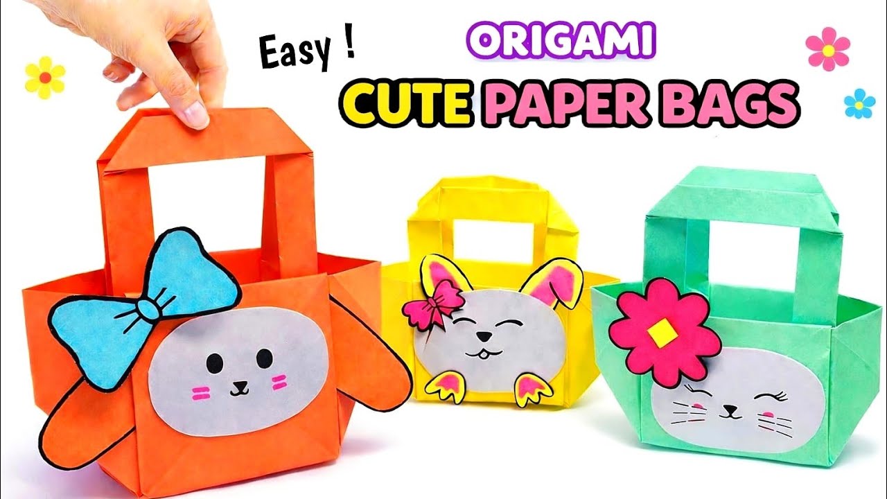 Origami DIY Paper Handbag 👜|Hello Kitty😺 & Bunny🐰Kawaii Designs✨|Origami Craft World