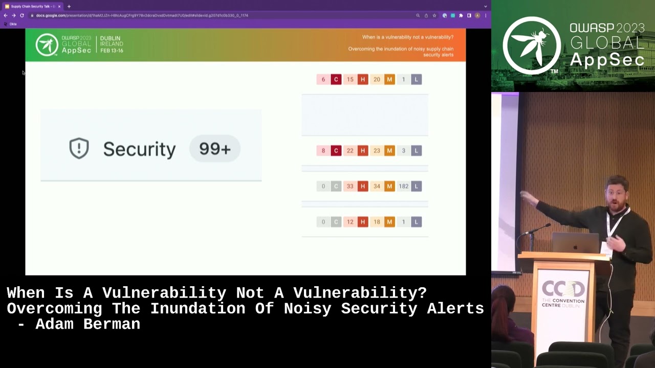 Global AppSec Dublin: Overcoming The Inundation Of Noisy Security Alerts - Adam Berman