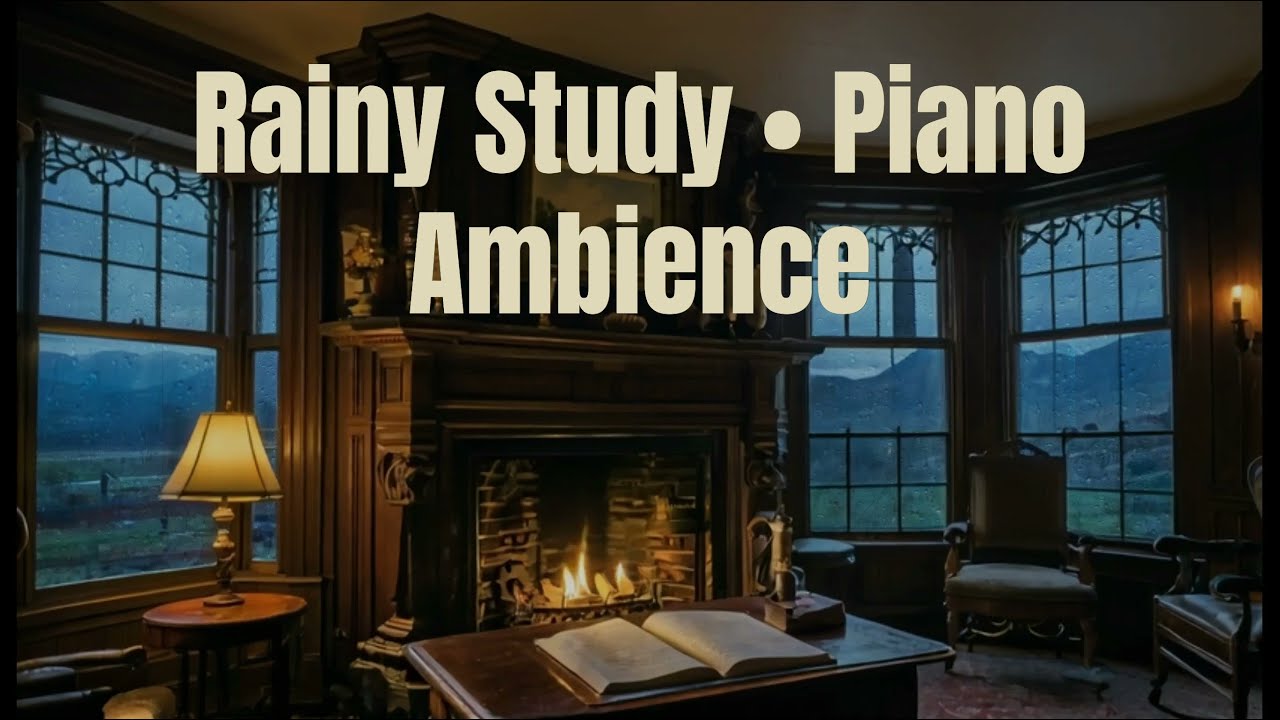 Melancholic Rainy Study Ambience I Piano Music and Mountain Views for Anxiety Relief