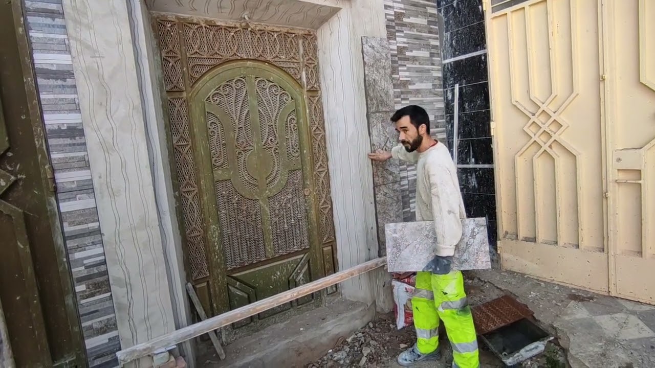 ڤيديو تقديمي لكيفيه عمل حائط باب واجهة المنزل بالسراميك/مع MOHA CERAMICS