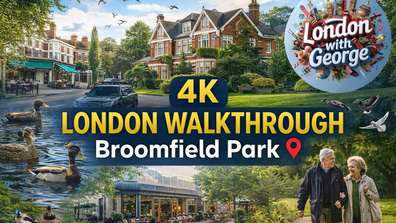 4K London Walkthrough | 🌳 Broomfield Park Palmers Green | 🦆 Ducks Birds Nature Calm Relaxing Audio 🎧