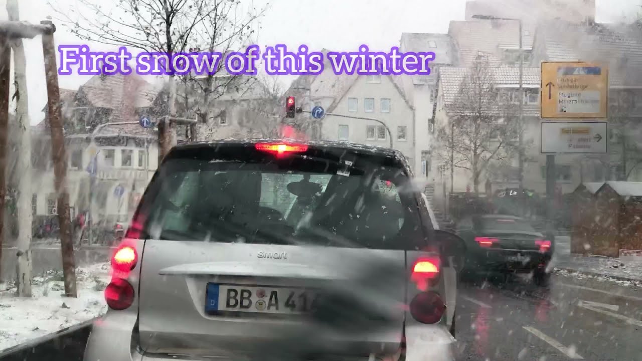 City Drive in Germany1|  Driving in heavy snow & rain in Germany | First snow fall of this Winter
