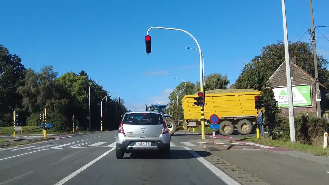 Country Road driving tour Izegem to Blankenberge through Bruges | Driving Sounds for Sleep and Study