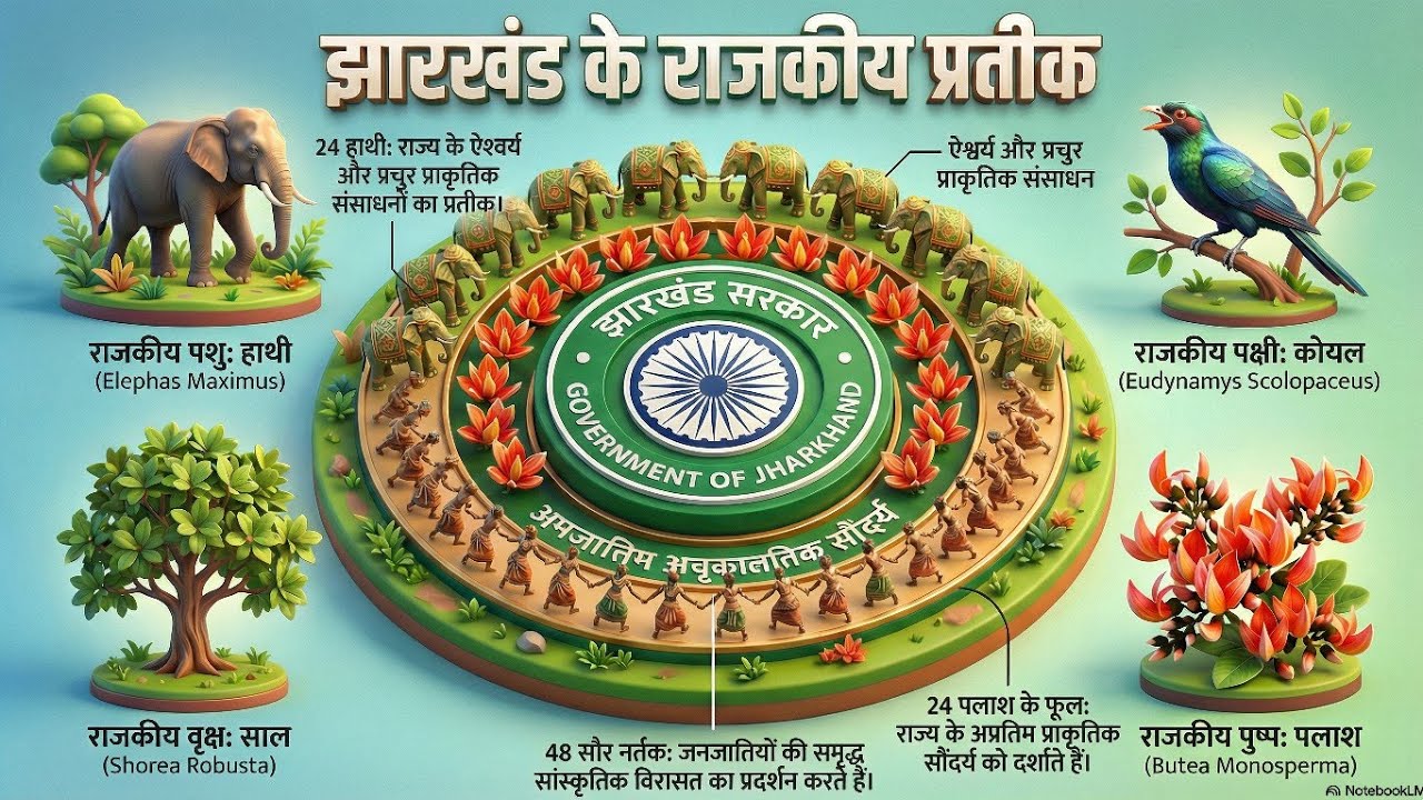 झारखंड का नया राज्य चिन्ह और प्रतीक | Jharkhand New State Emblem and Symbol || Jharkhand Gk