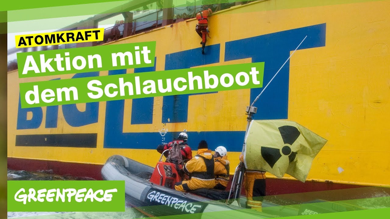 Mit dem Schlauchboot gegen Atomfrachter