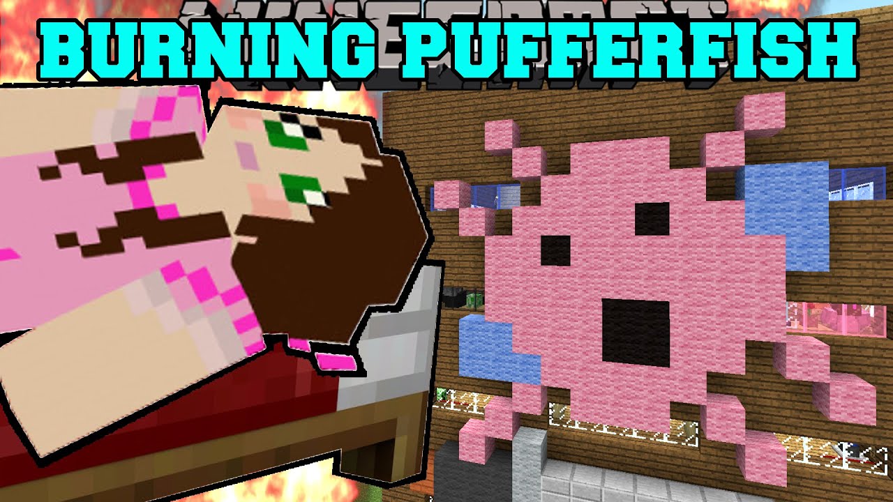 Minecraft: BURNING PINK PUFFERFISH LODGE (HOUSE OF MEMORIES!) Mini-Game