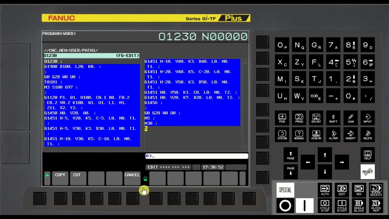 Part Program Lines Copy and Paste to Other Program in FANUC CNC