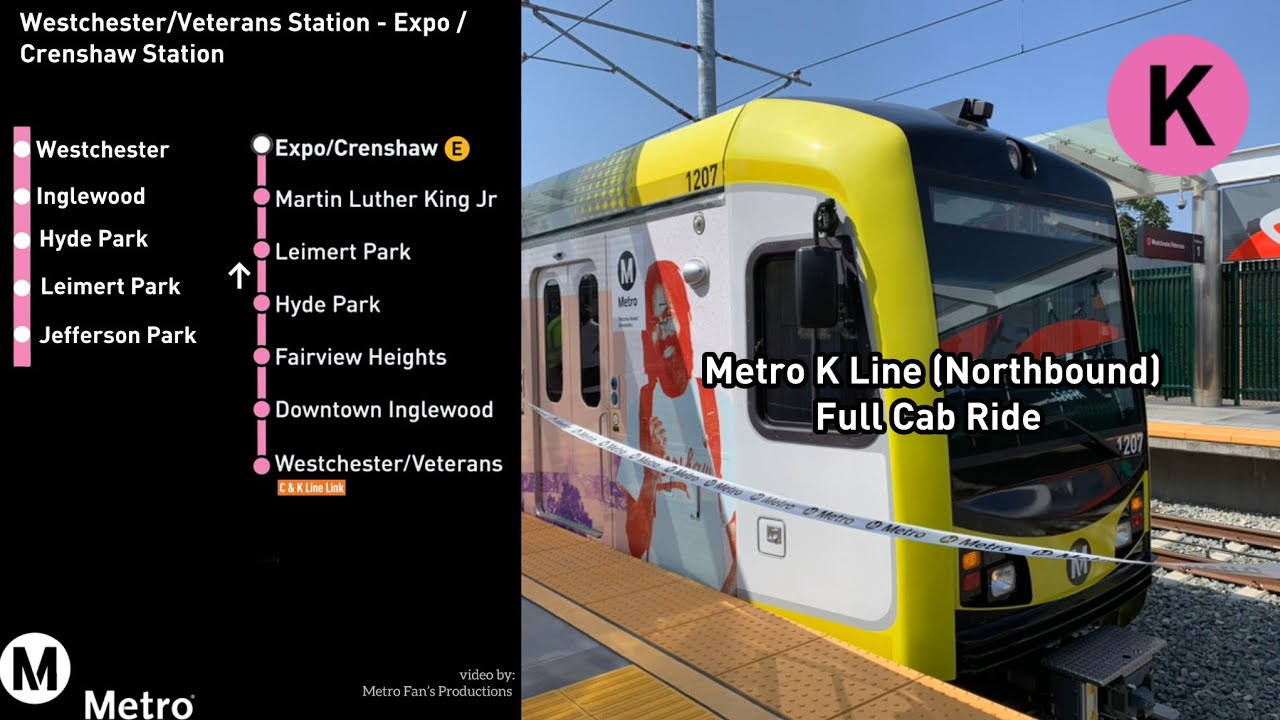 Metro 🅚 Line Northbound: Westchester/Veterans Station to Expo/Crenshaw Station (Full Cab Ride)