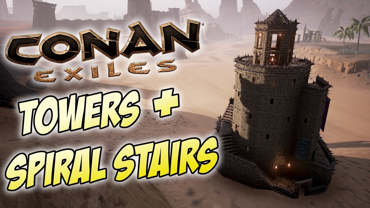 Conan Exiles - Round Tower Tutorial / How to Build Towers With Winding Spiral Stairs - Part 1