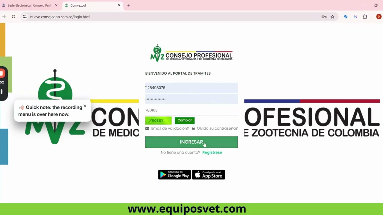 Obtener formulario - recetario de Comvezcol