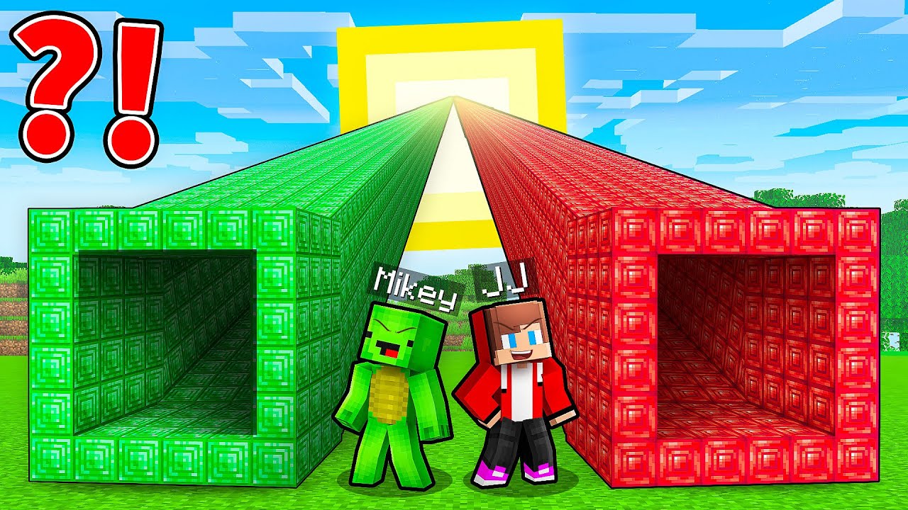 JJ and Mikey: EMERALD vs RUBY ROAD TO SUN BATTLE in Minecraft - Maizen