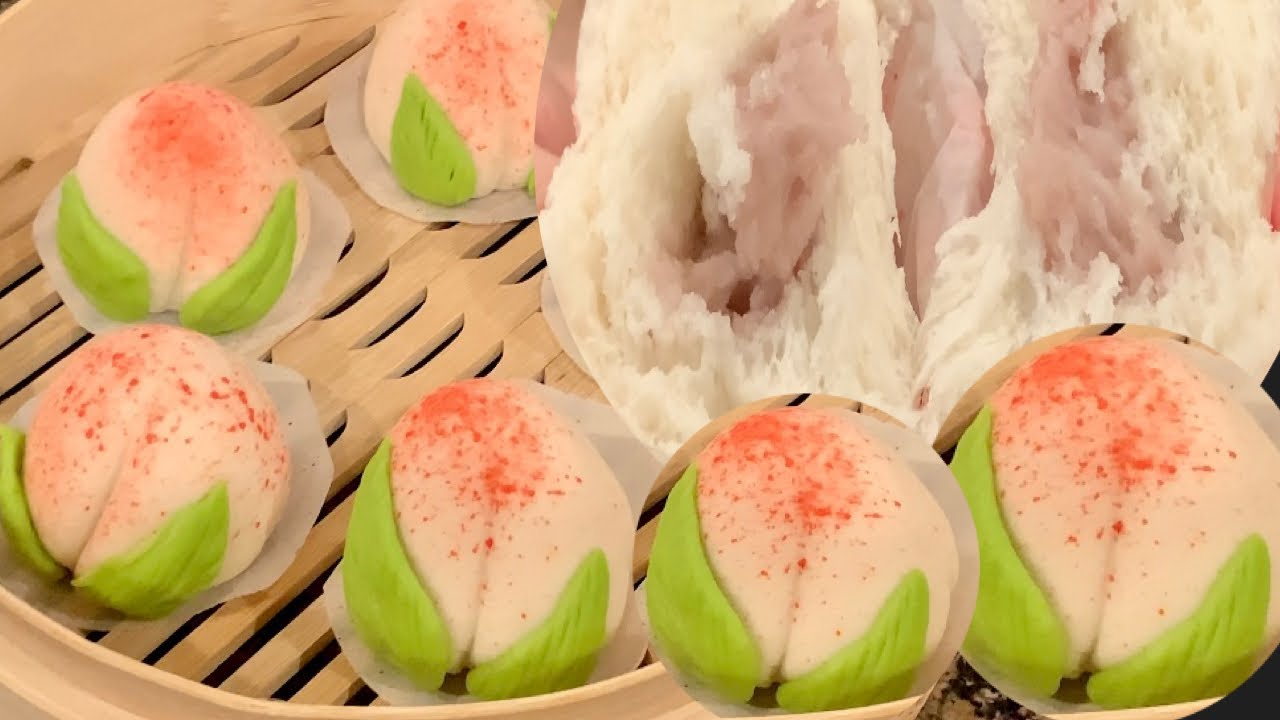Bánh Bao - Cách Làm Bánh Bao Trái Đào Mềm Xốp Trắng Dẻo Và Rất Ngon - Peach Shaped Steamed Buns