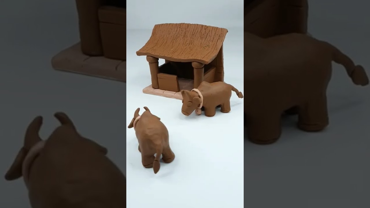 Satisfying Clay Cow Shed Making..