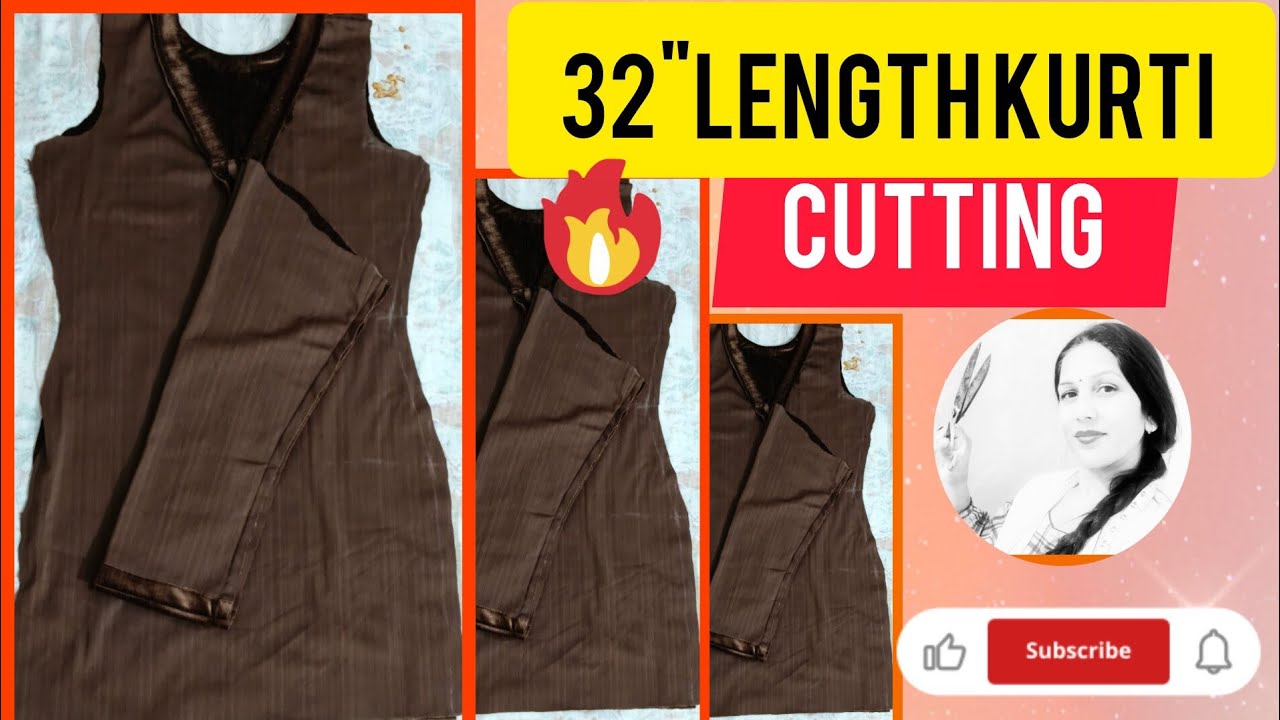 32 Inch Length Kurti Cutting Step by Step | Easy Kurti Cutting for Beginners Hindi