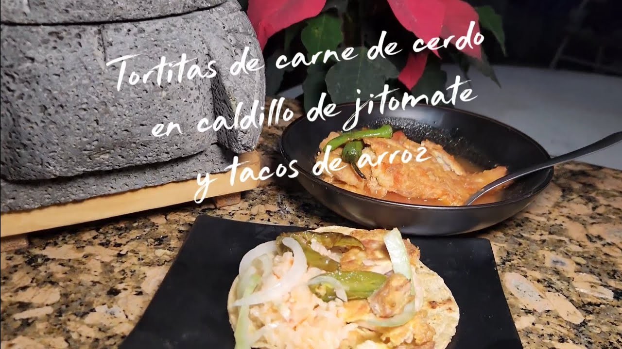 Tortitas de carne de cerdo en caldillo y  tacos de arroz 🌮 #TortitasDeCarne #TacosDeArroz