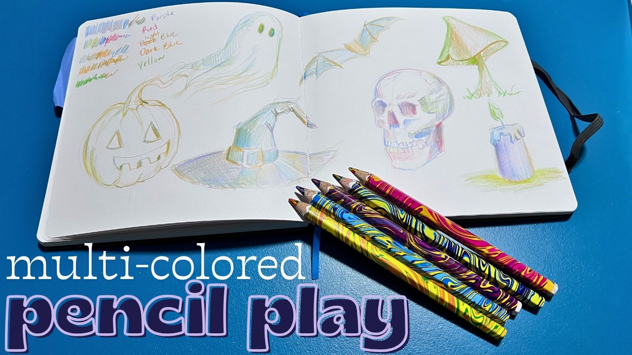 Sketch with me using multi-colored pencils | Halloween sketching