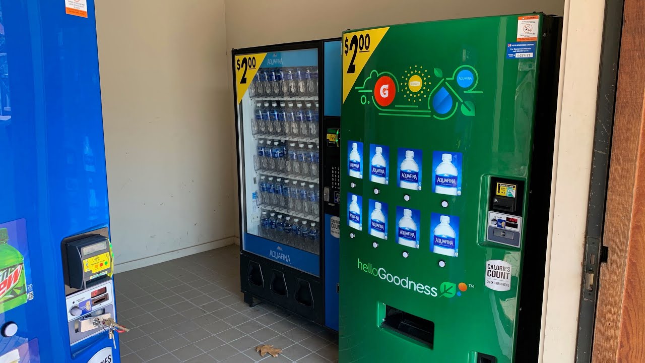 Getting Aquafina Water out of an all water Aquafina Vending Machine at Jamestown.