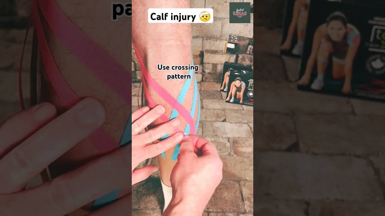 Try this!! Kinesiology Taping for calf pain & swelling 💯🔥#athlete #pain #painrelief