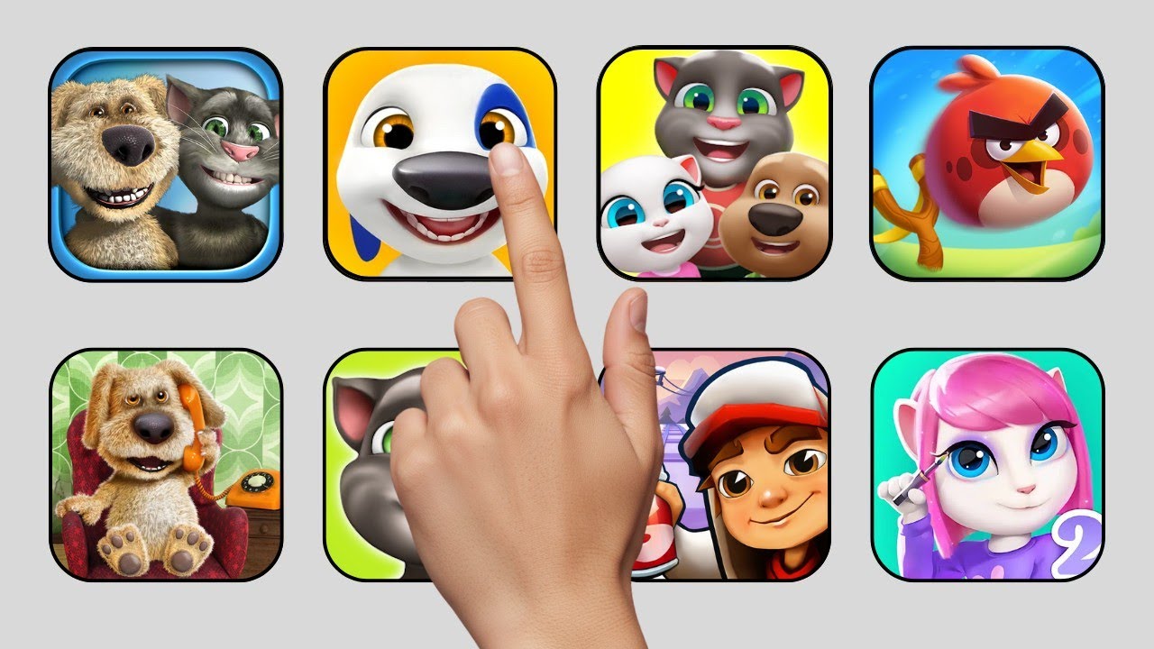 My Talking Tom & Ben, My Talking Tom Friends, Angry Birds 2, Talking Tom 2, My Talking Hank, Viral 