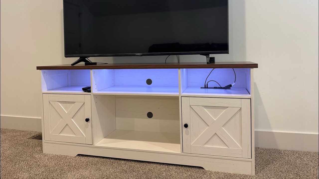 Our family loves the light bar feature on this adorable farmhouse tv stand
