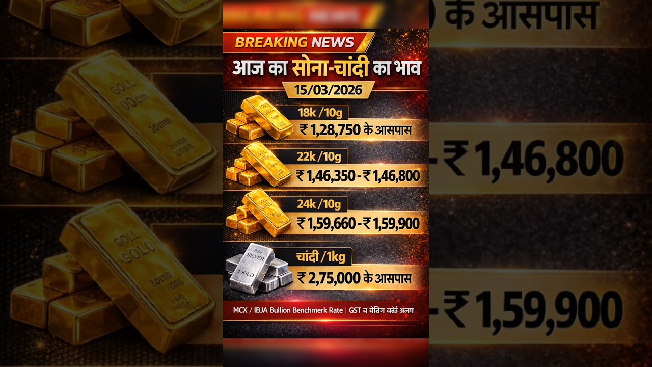 आज का सोना चांदी का भाव 15 मार्च 2026 | Gold Silver Price Today | Sona Chandi Ka Bhav #shorts