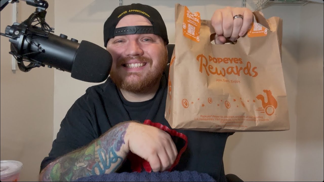 Popeyes Chicken ASMR Mukbang 🍗 Whispering + Super Crispy Bites