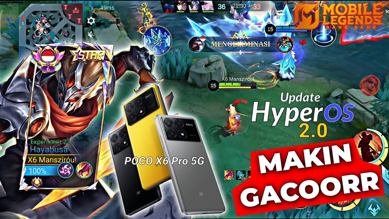 POCO X6 Pro Gaming Test Mobile Legends After Update HyperOS 2.0 | GAMEPLAY HAYABUSA EARLY SEASON