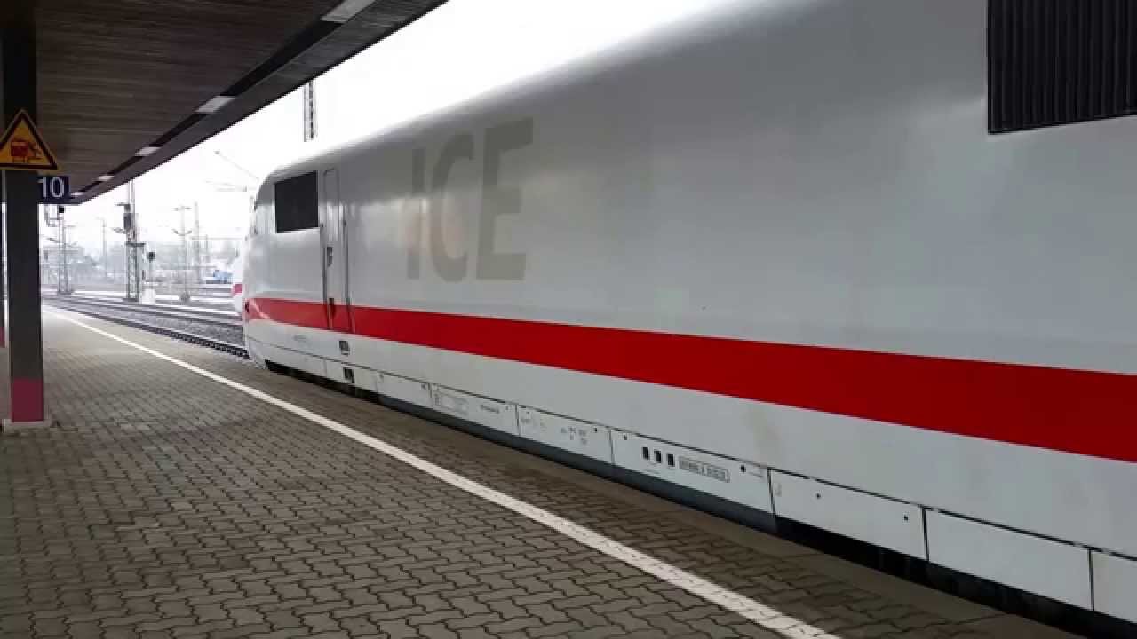 Ein- und Ausfahrt des ICE 371 in Göttingen mit Ansage