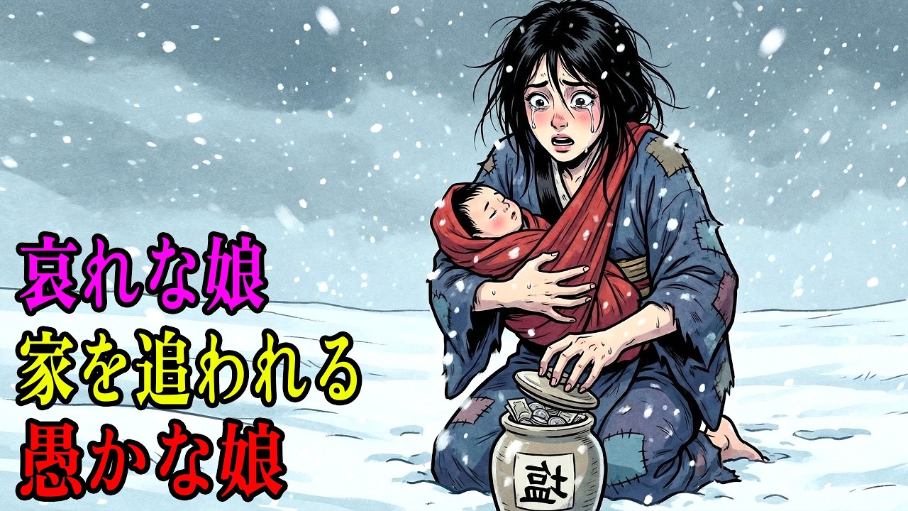吹雪の夜、嫁は姑に家を追い出され、塩壺を投げつけられた……だが、その壺を開けた瞬間、彼女は言葉を失った｜民話｜江戸時代｜江戸朗読｜昔話｜