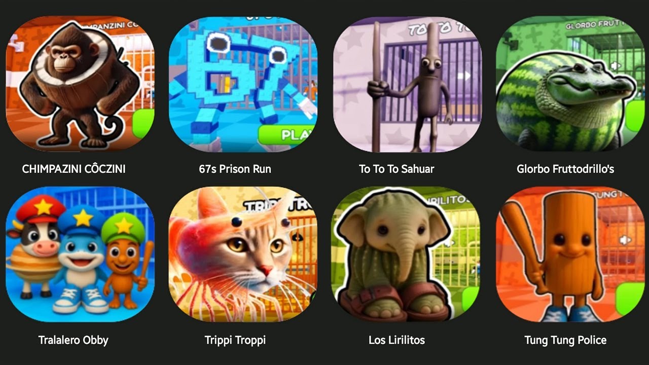 GLORBO FLORIDA,JOB JOB SAHUAR,LAS TRALALITTEL,TUNG TUNG POLICE,LAVACA SARTUNO,FLIGO CAMELIA