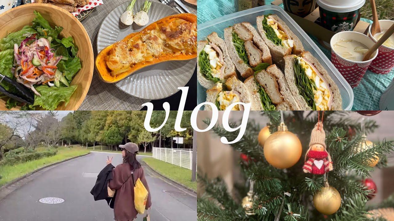【vlog】お家でハロウィンパーティー🎃/手作りサンドウィッチ🥪を持ってピクニック/クリスマス🎄先取りIKEAのクリスマスツリー購入
