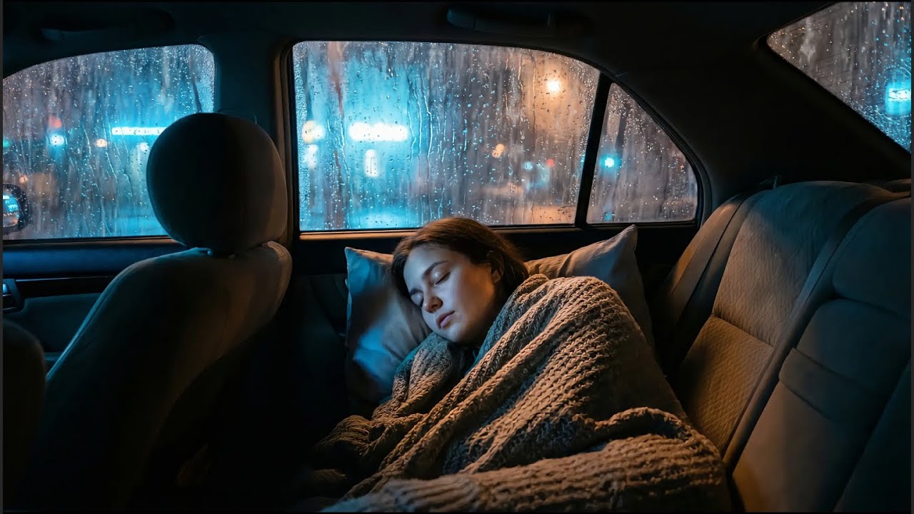 Relaxing Heavy Rain & Thunder Sounds ⛈️ Inside a Car 🚐 — Deep Sleep & Calm Night Ambience
