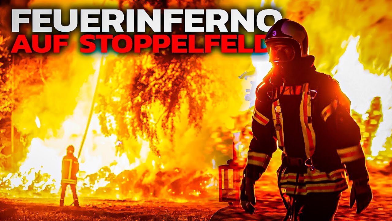 🔥  Feuerinferno mit meterhohen Flammen  🔥 | 🚒  Gefahr der Brandausbreitung  🚒  Vollbrand Strohmiete