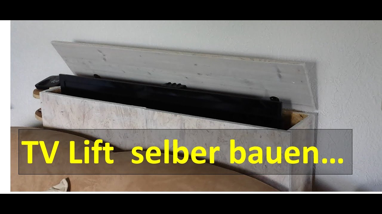 TV Lift selber bauen Fernseh - Lift mit Holzverkleidung und automatischem Schließdeckel