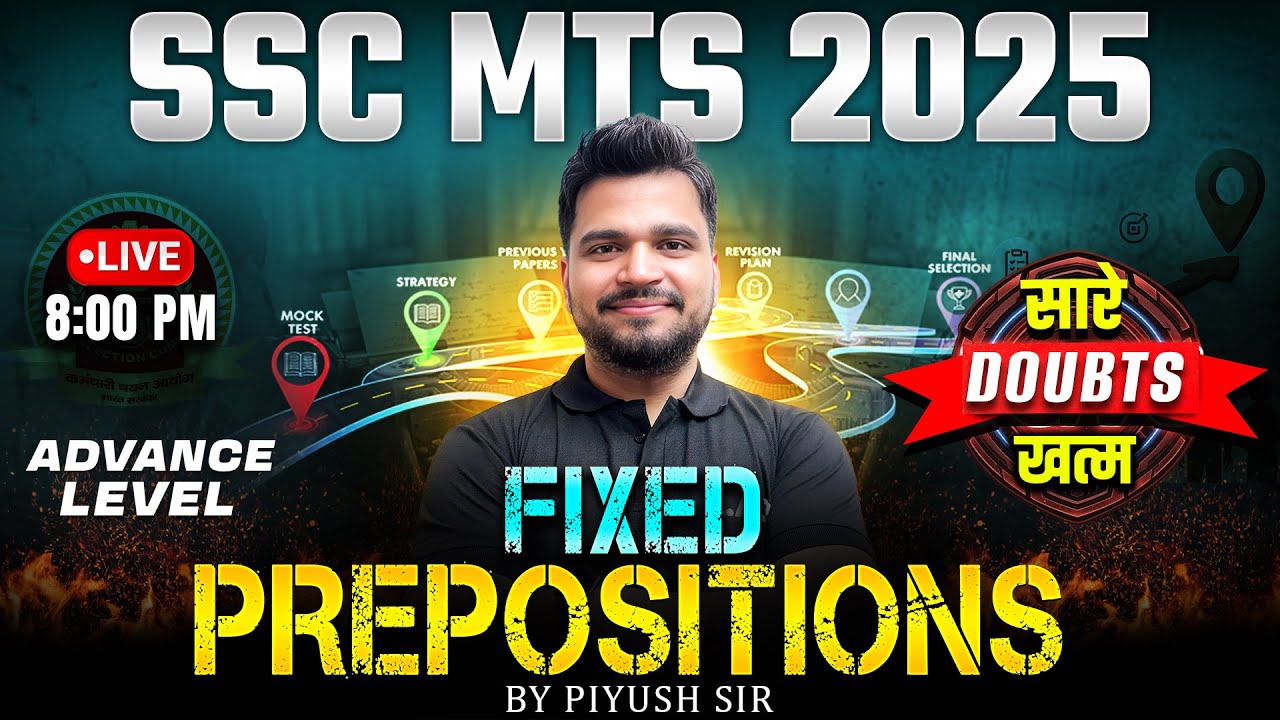 Fixed Prepositions in English | Advance Level | SSC MTS 2025 | English by Piyush Sir