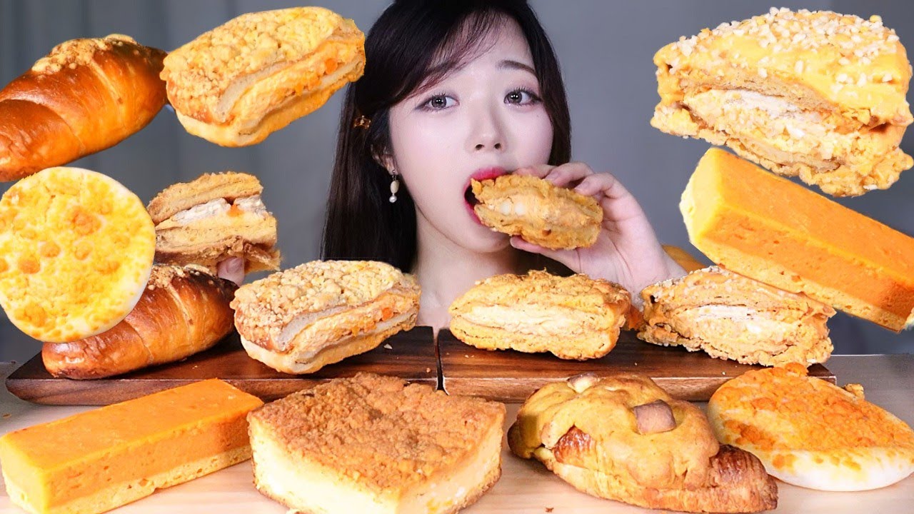 황치즈 덕후 모여라~! 단짠단짠 뽀또 황치즈파티🧀🧡 초량온당 맘모스 버터바 크림소금빵 크루키까지 먹방 리얼사운드 Yellow Cheese Dessert MUKBANG ASMR