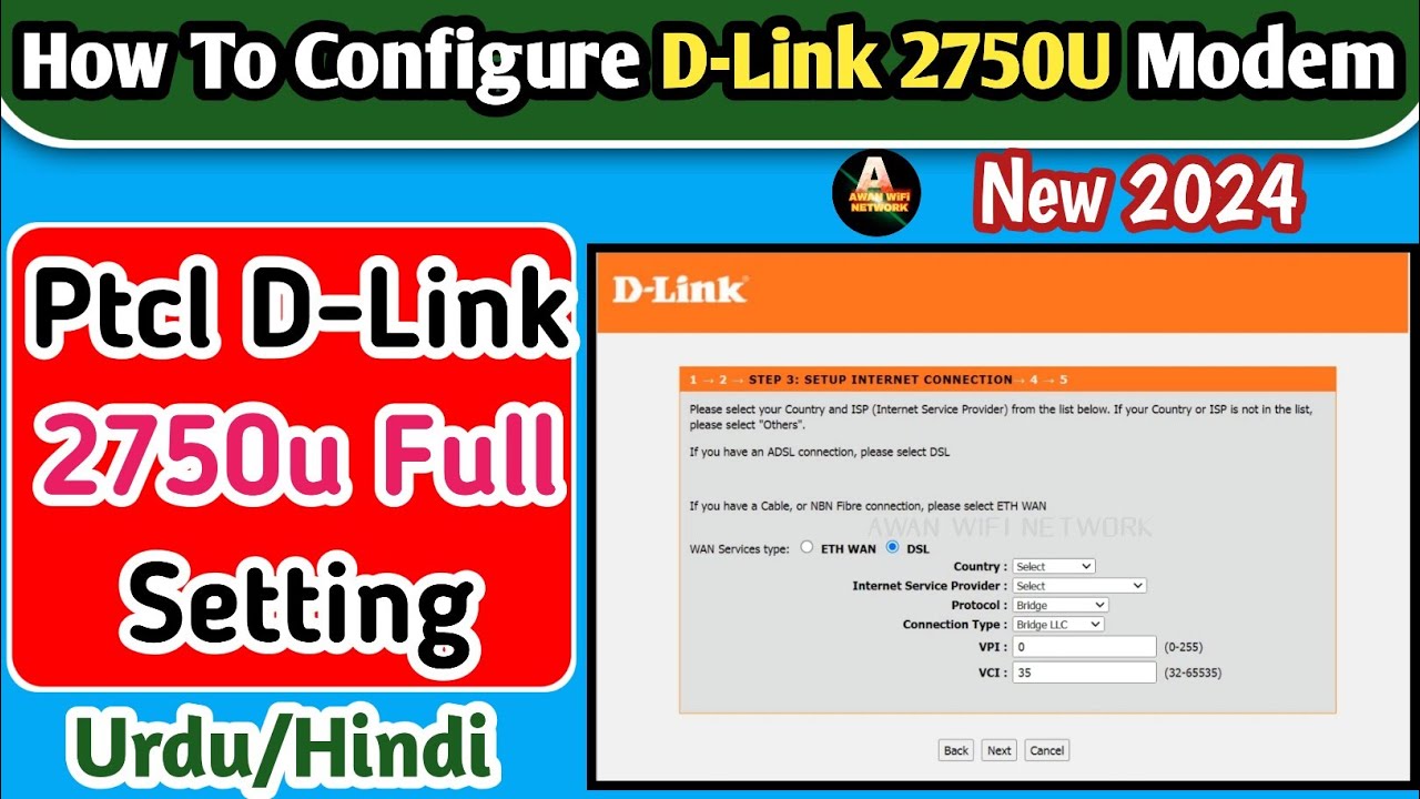How To Configure D-Link 2750U Modem | PTCL D-Link 2750U Full Settings | D-Link 2750U Full Setup |...