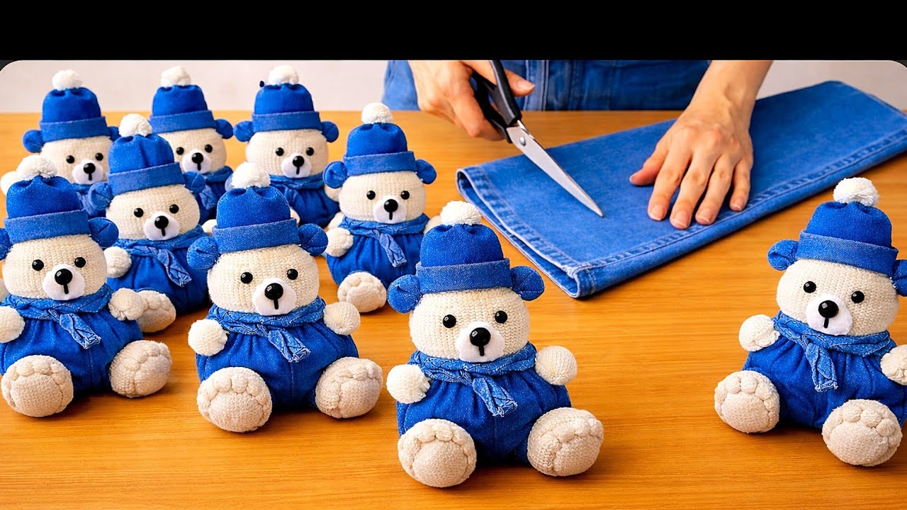 DIY Teddy Bear: No Sew Denim Craft with Hair Ties!